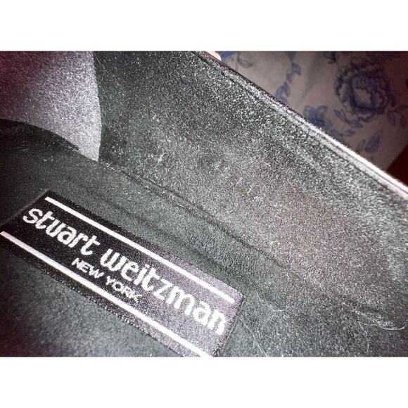 Vintage Stuart Weitzman Women's Pumps Block Almond Toe Heels Black 1980s 10 - Picture 11 of 16